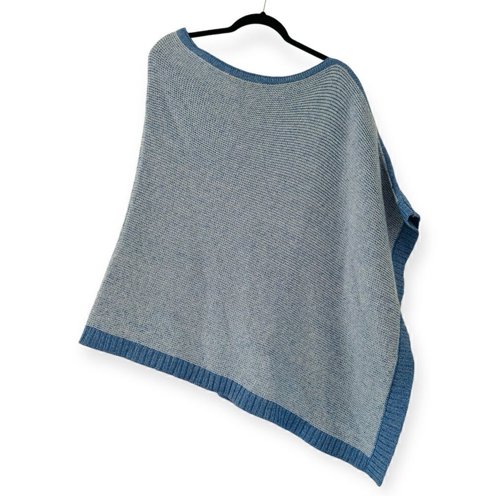 Talbots Blue/White Asymmetrical Poncho Sweater Size M/L